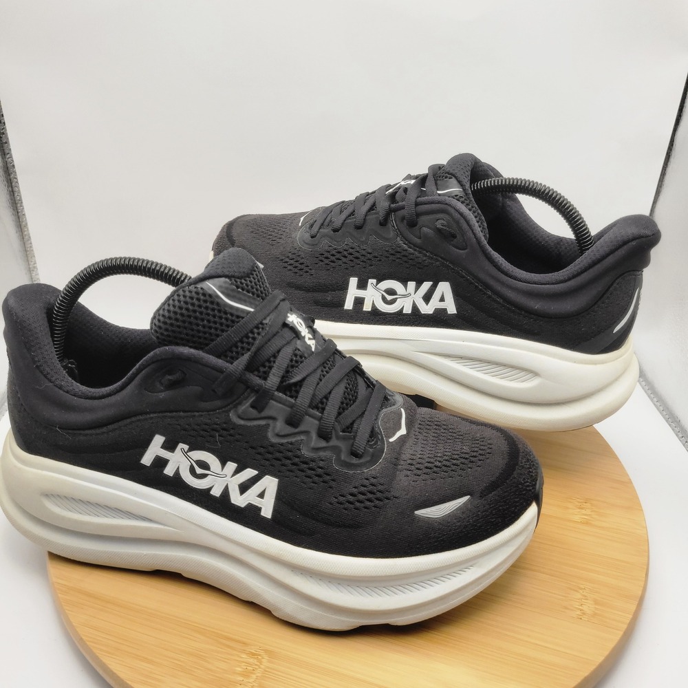 Hoka Bondi 9 Womens 9.5 2E Extra Wide Running Shoes Black White 1162016 BWHT - Picture 4 of 10